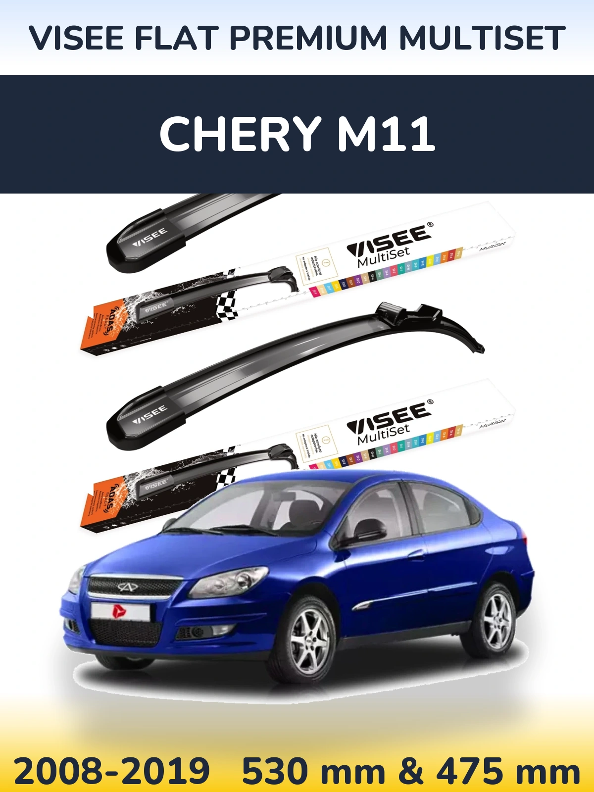 Torkarblad VISEE FLAT PREMIUM MultiSet för Chery M11