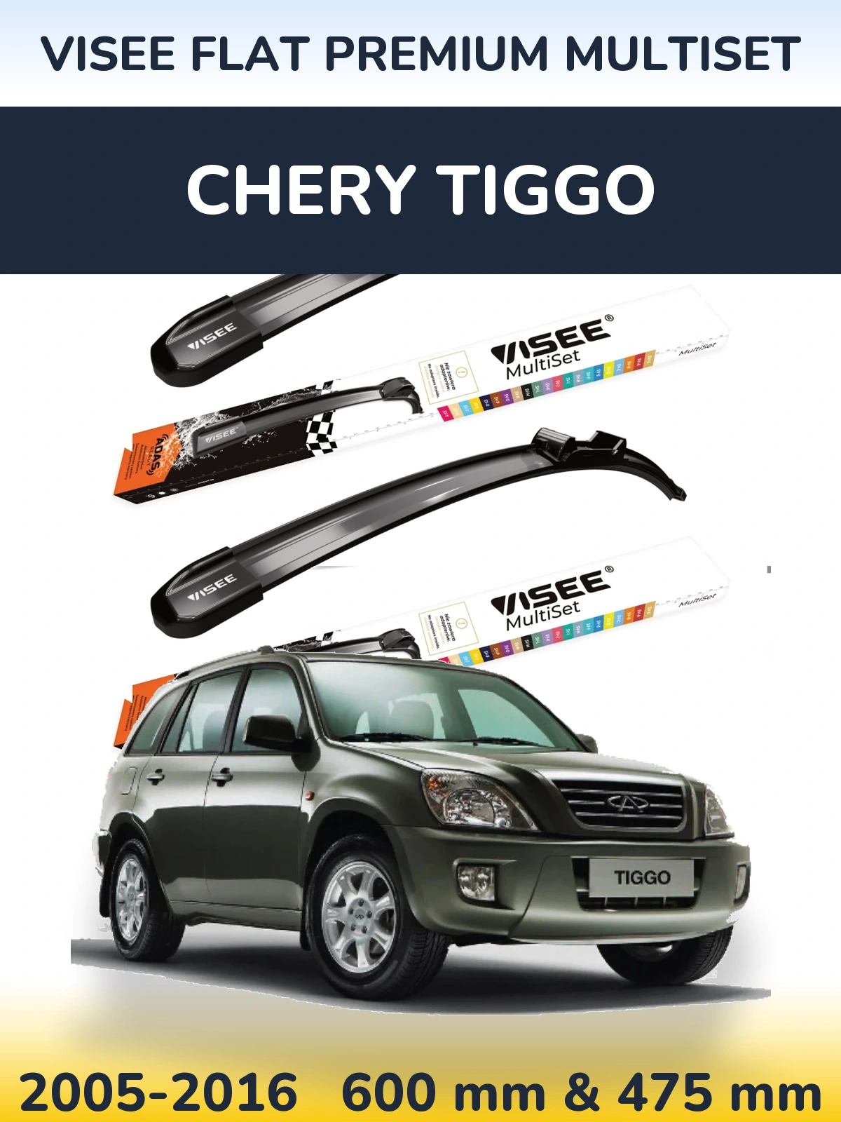 Torkarblad VISEE FLAT PREMIUM MultiSet för Chery Tiggo