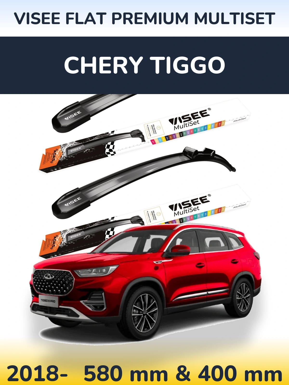 Torkarblad VISEE FLAT PREMIUM MultiSet för Chery Tiggo