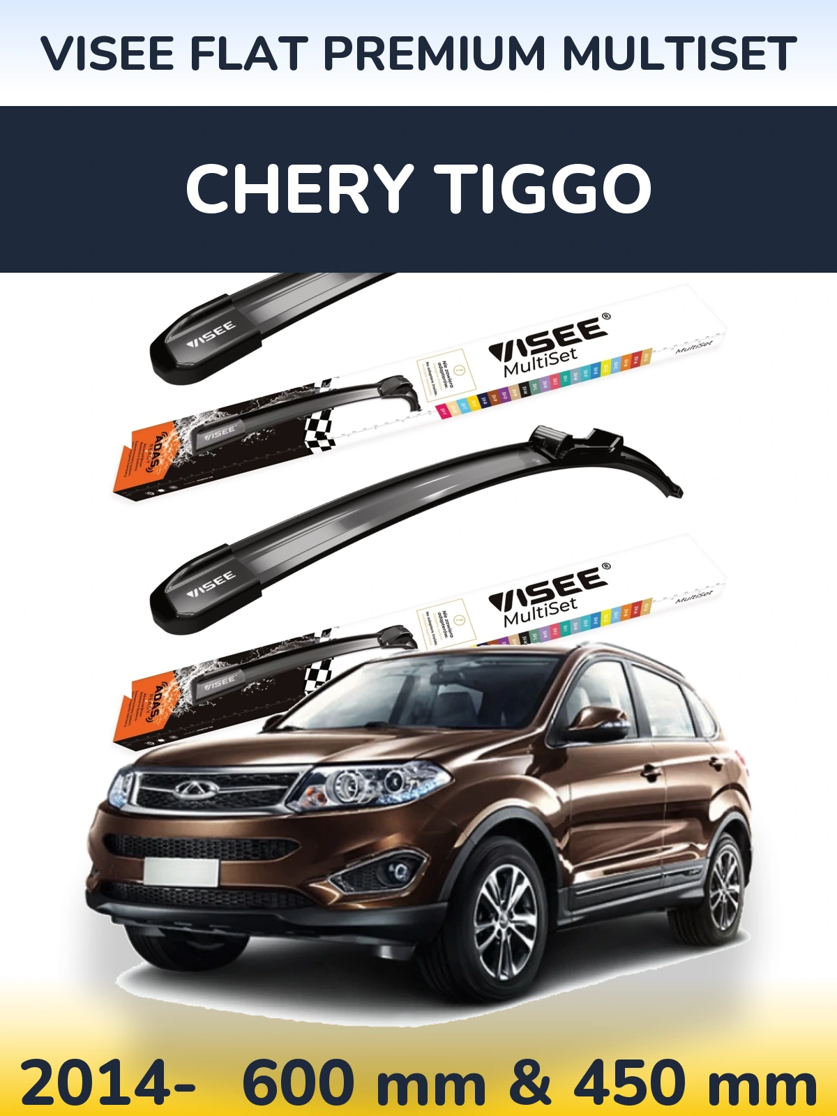 Torkarblad VISEE FLAT PREMIUM MultiSet för Chery Tiggo