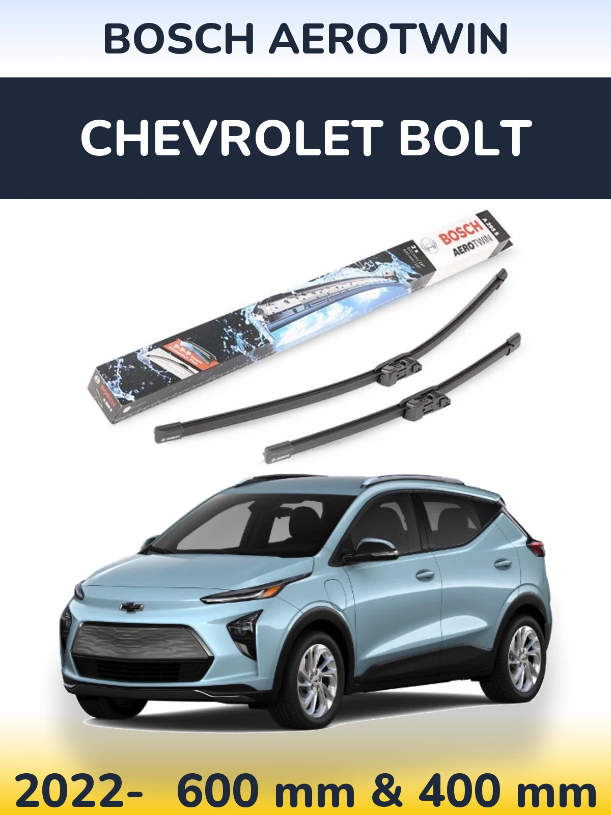 Комплект передніх щіток BOSCH AeroTwin 600 & 400 мм для Chevrolet Bolt 2022-2026