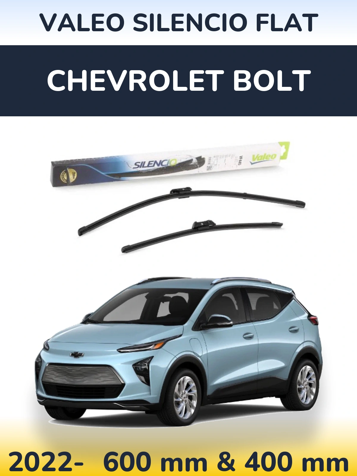 Комплект передніх щіток Valeo Silencio Flat 600 & 400 мм для Chevrolet Bolt 2022-2026