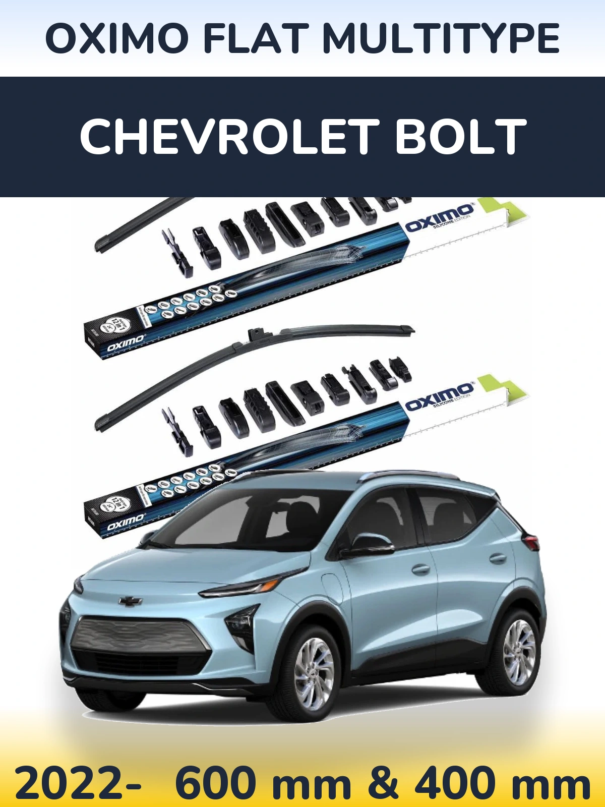 Комплект передних дворников Oximo Flat MultiТипe 600 & 400 мм для Chevrolet Bolt 2022-2026