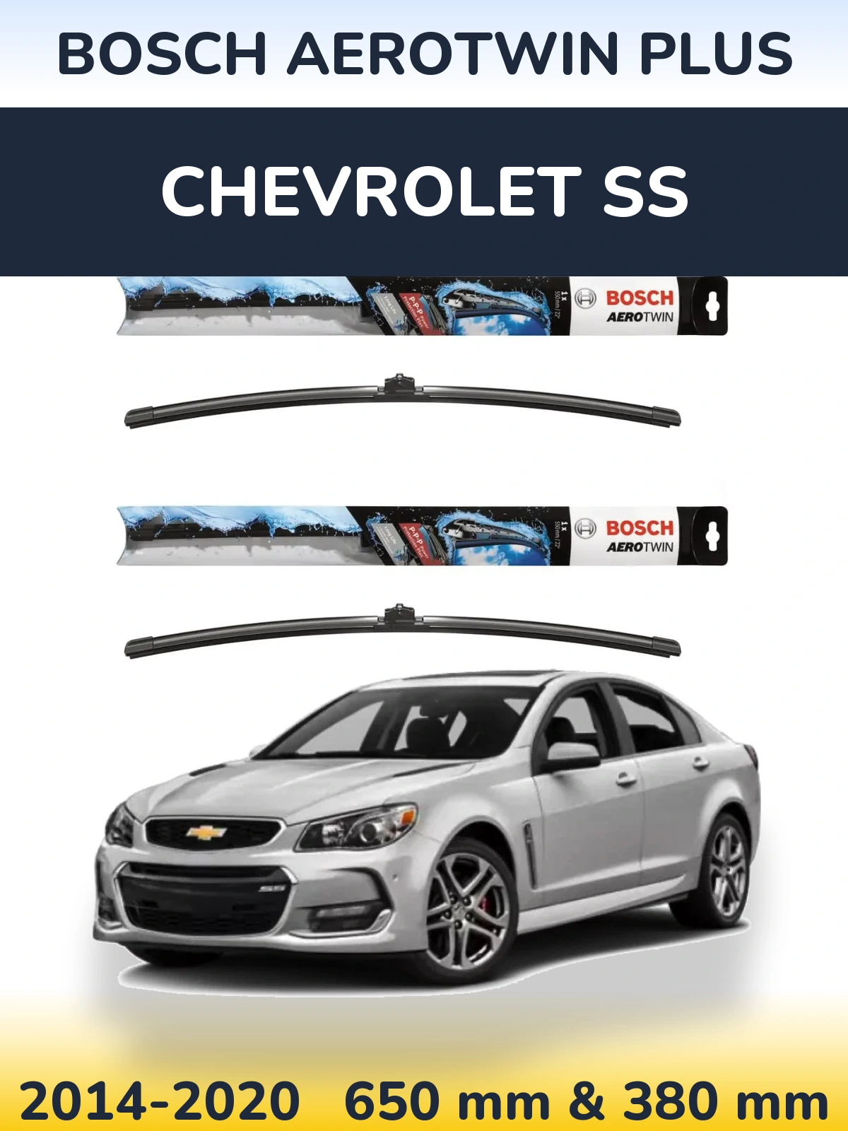 Комплект передніх щіток BOSCH AeroTwin Plus 650 & 380 мм для Chevrolet SS 2014-2020