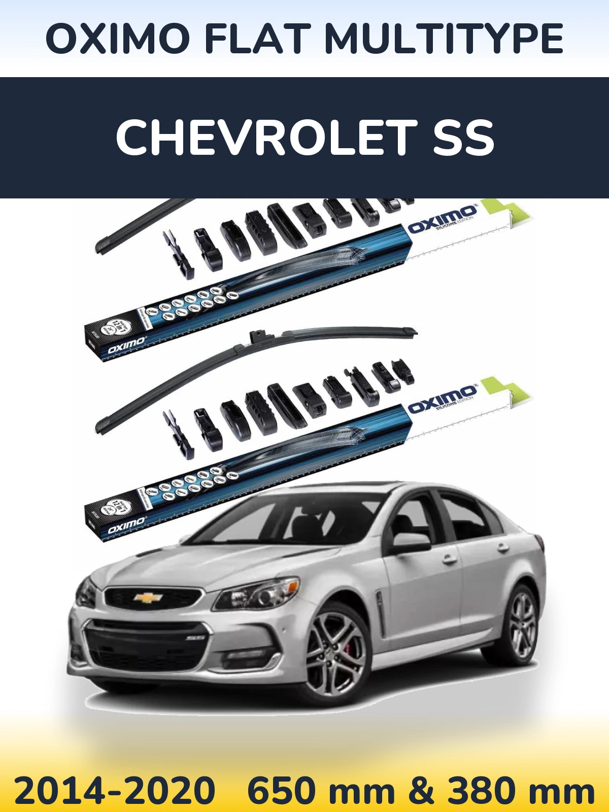 Комплект передніх щіток Oximo Flat MultiТипe 650 & 380 мм для Chevrolet SS 2014-2020