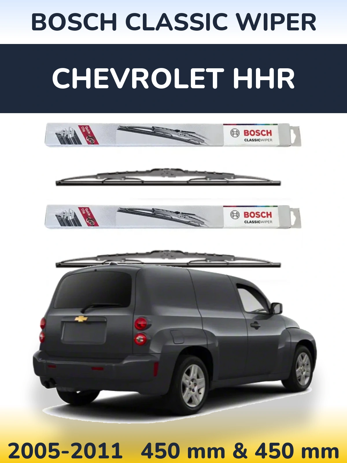 Комплект передних дворников BOSCH Classic Wiper 450 & 450 мм для Chevrolet HHR 2005-2011