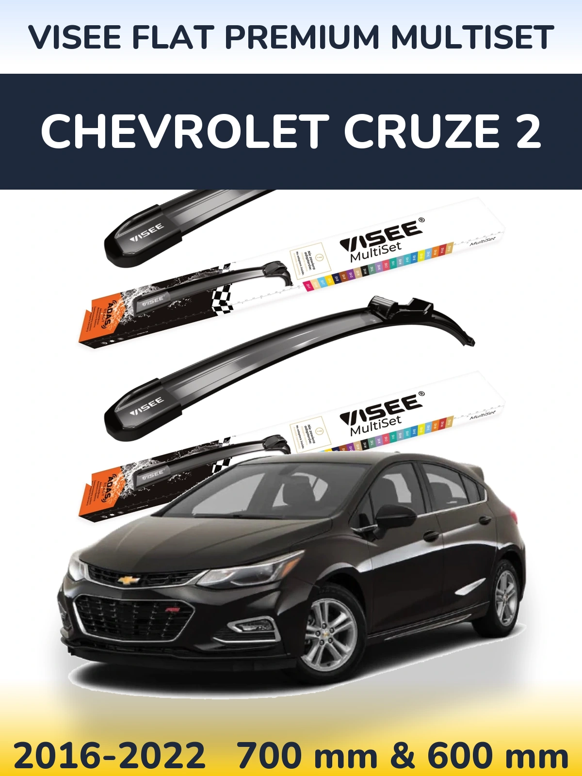 Torkarblad VISEE FLAT PREMIUM MultiSet för Chevrolet Cruze 2