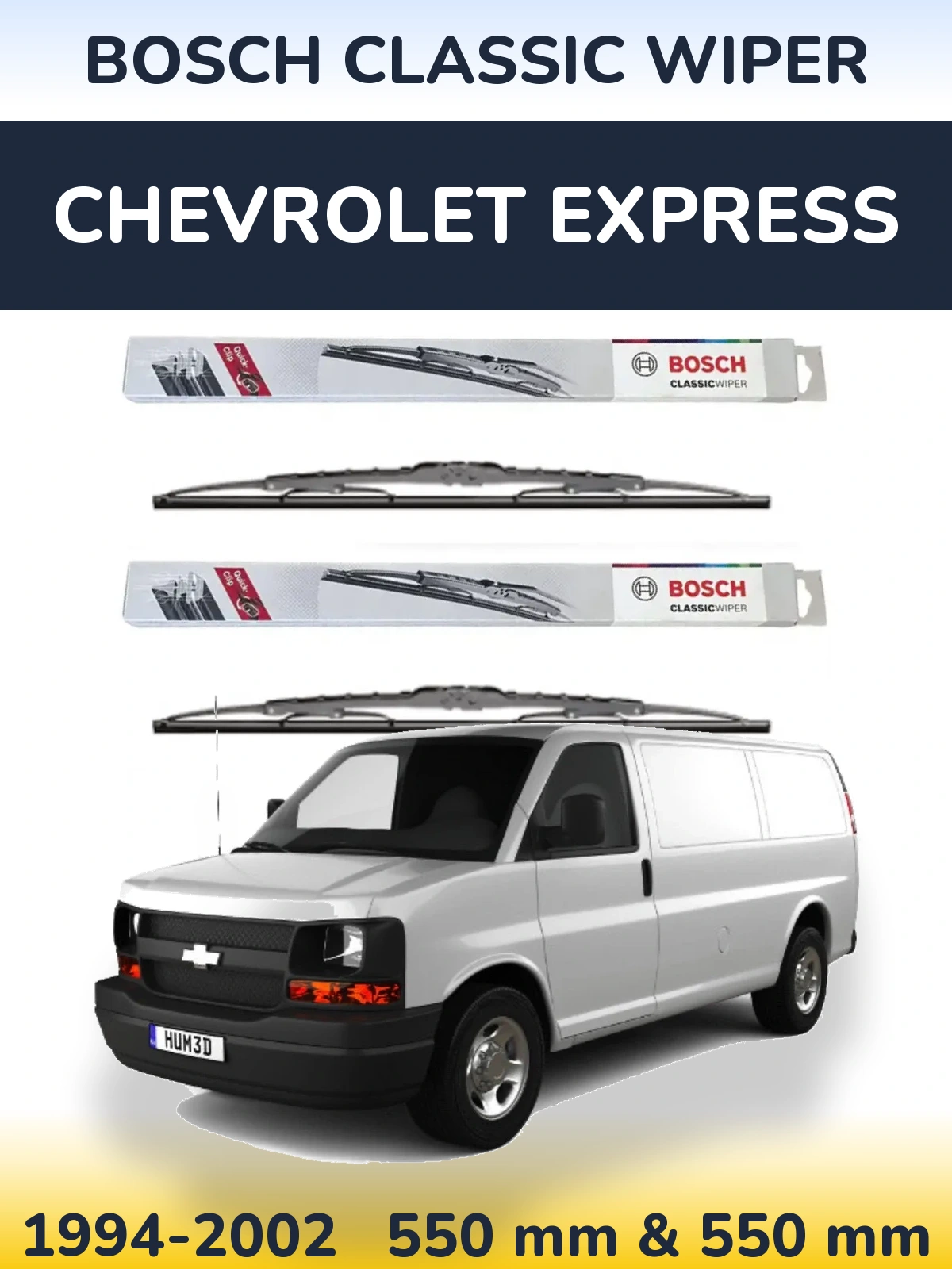 Комплект передніх щіток BOSCH Classic Wiper 550 & 550 мм для Chevrolet Express 1994-2002