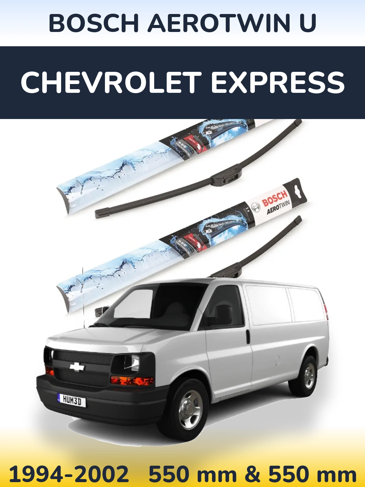 Комплект передніх щіток BOSCH AeroTwin U 550 & 550 мм для Chevrolet Express 1994-2002