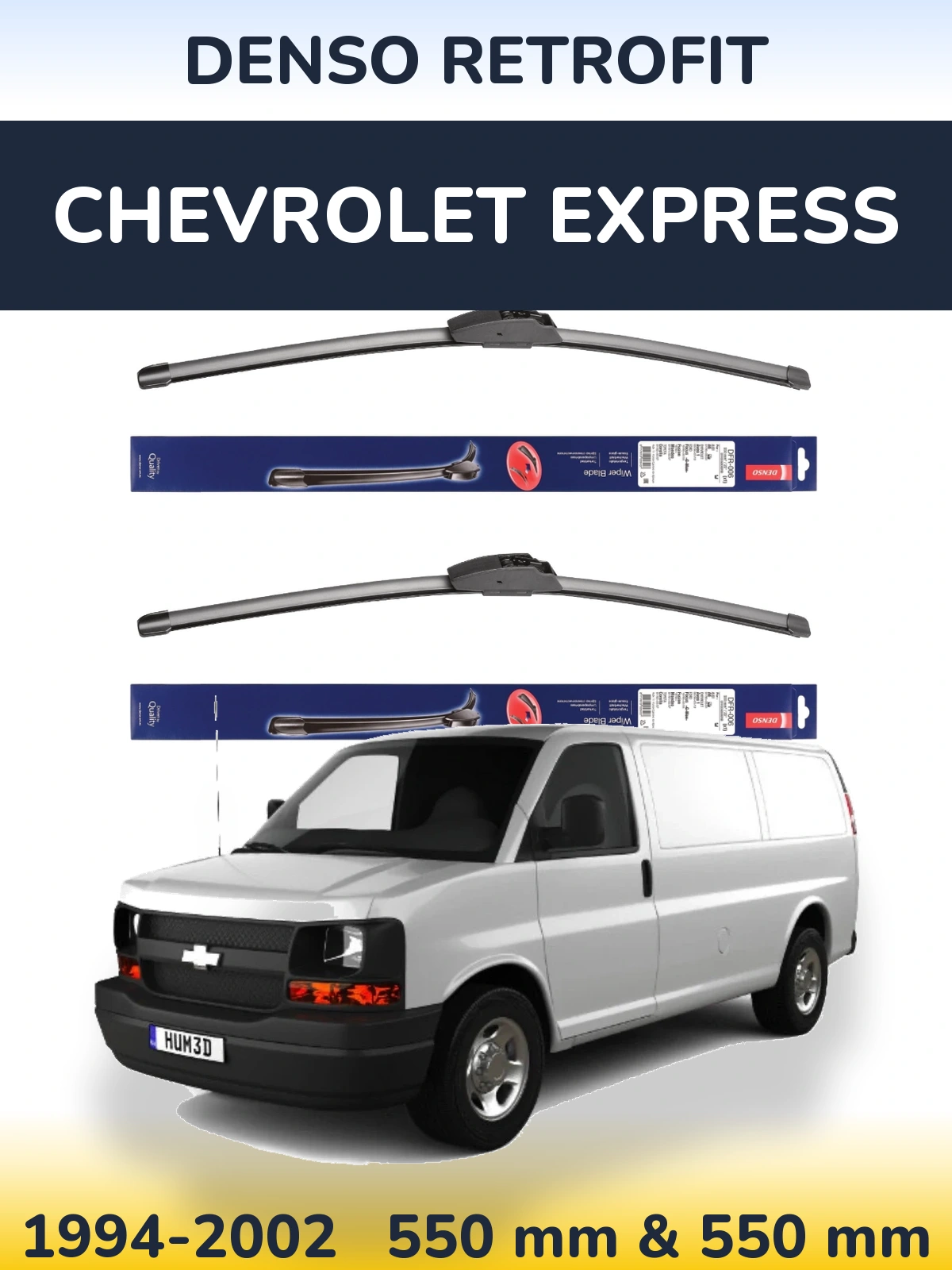 Комплект передніх щіток Denso Retrofit 550 & 550 мм для Chevrolet Express 1994-2002