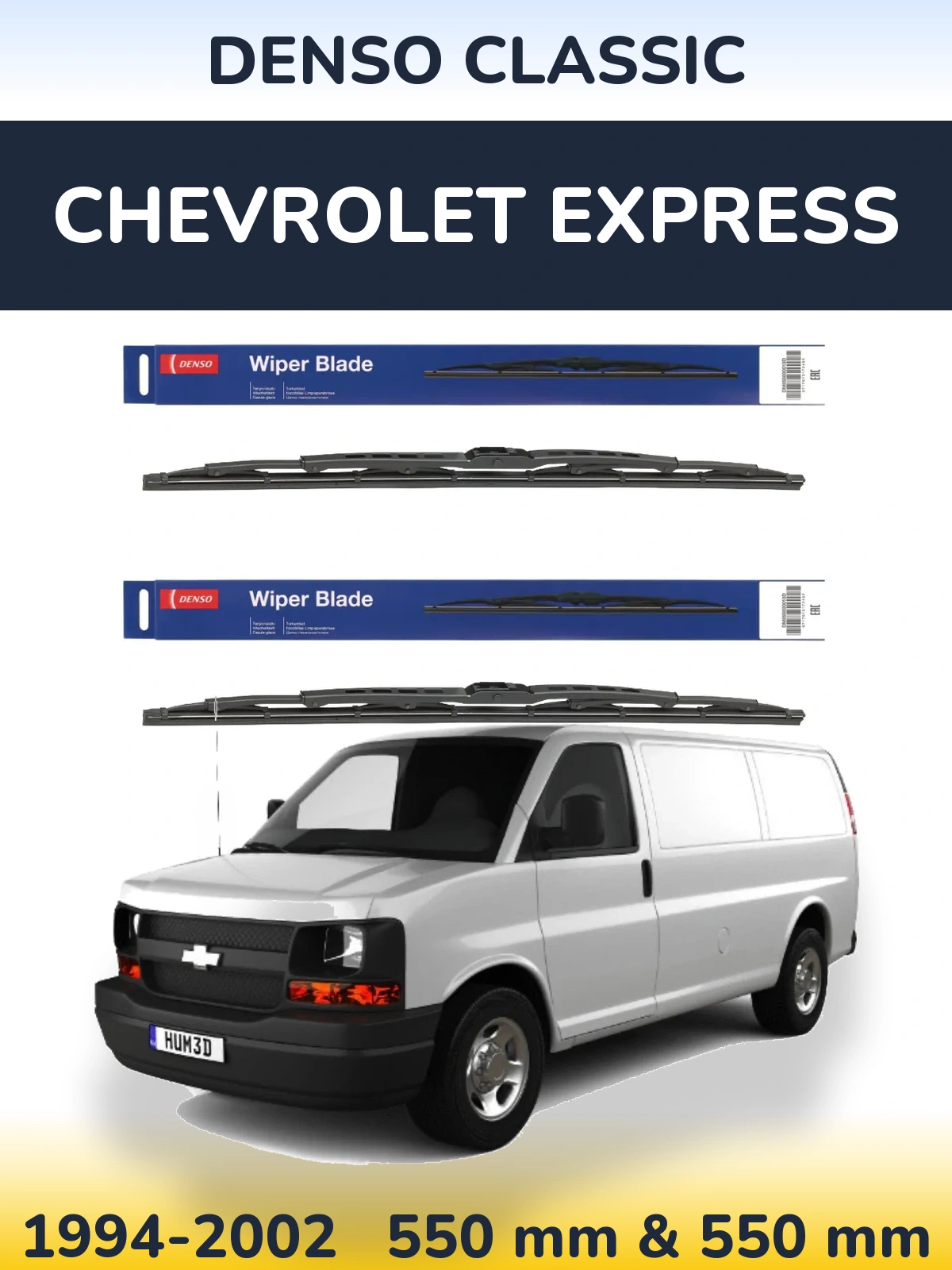 Комплект передних дворников Denso Classic 550 & 550 мм для Chevrolet Express 1994-2002