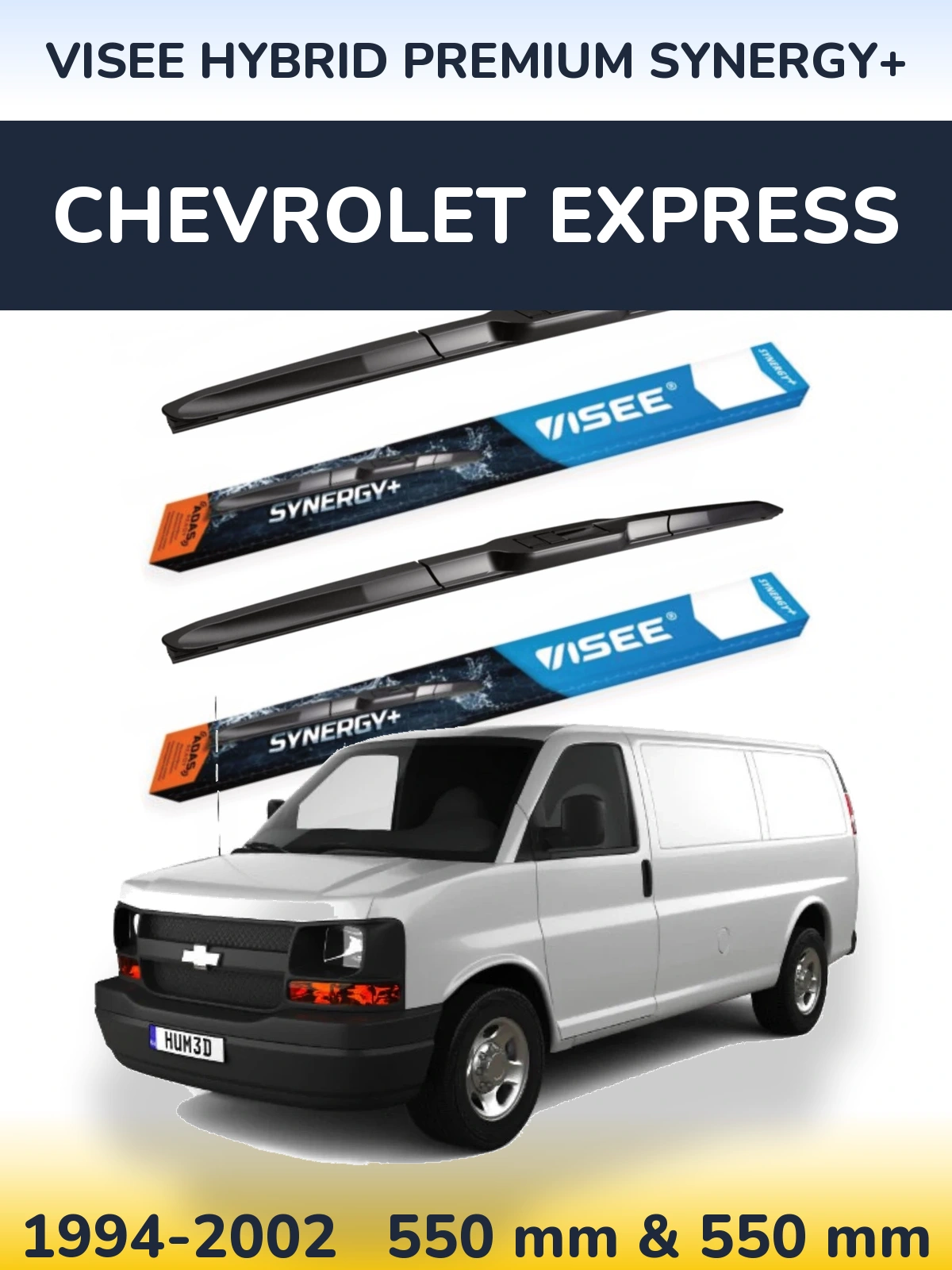 Комплект передніх щіток VISEE HYBRID PREMIUM SYNERGY+ 550 & 550 мм для Chevrolet Express 1994-2002