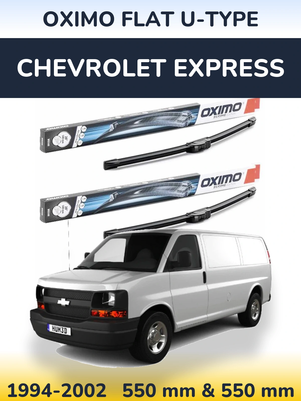 Torkarblad Oximo Flat U-type för Chevrolet Express