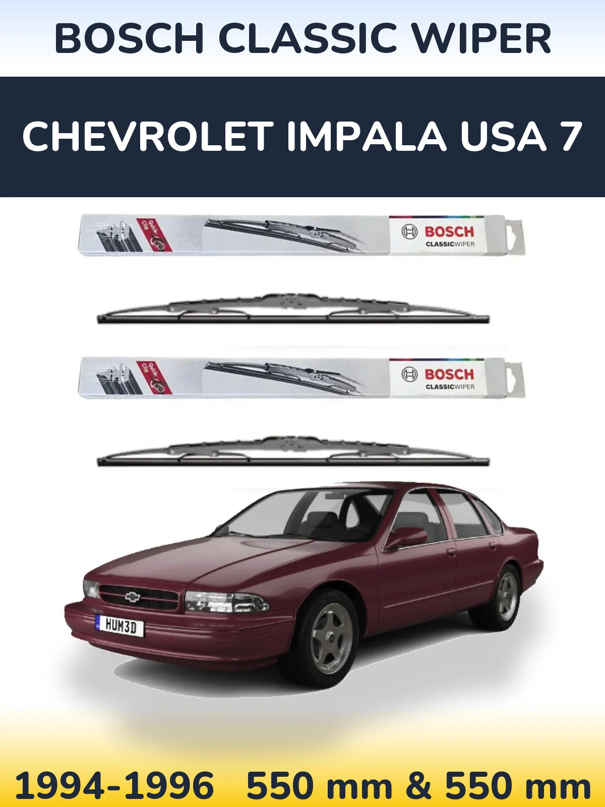 Torkarblad BOSCH Classic Wiper för Chevrolet Impala USA 7