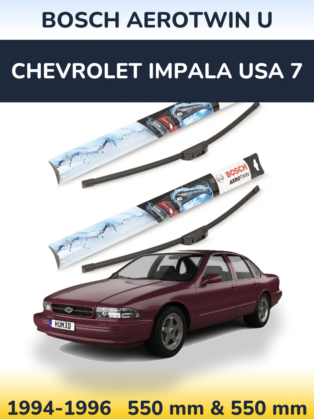 Torkarblad BOSCH AeroTwin U för Chevrolet Impala USA 7