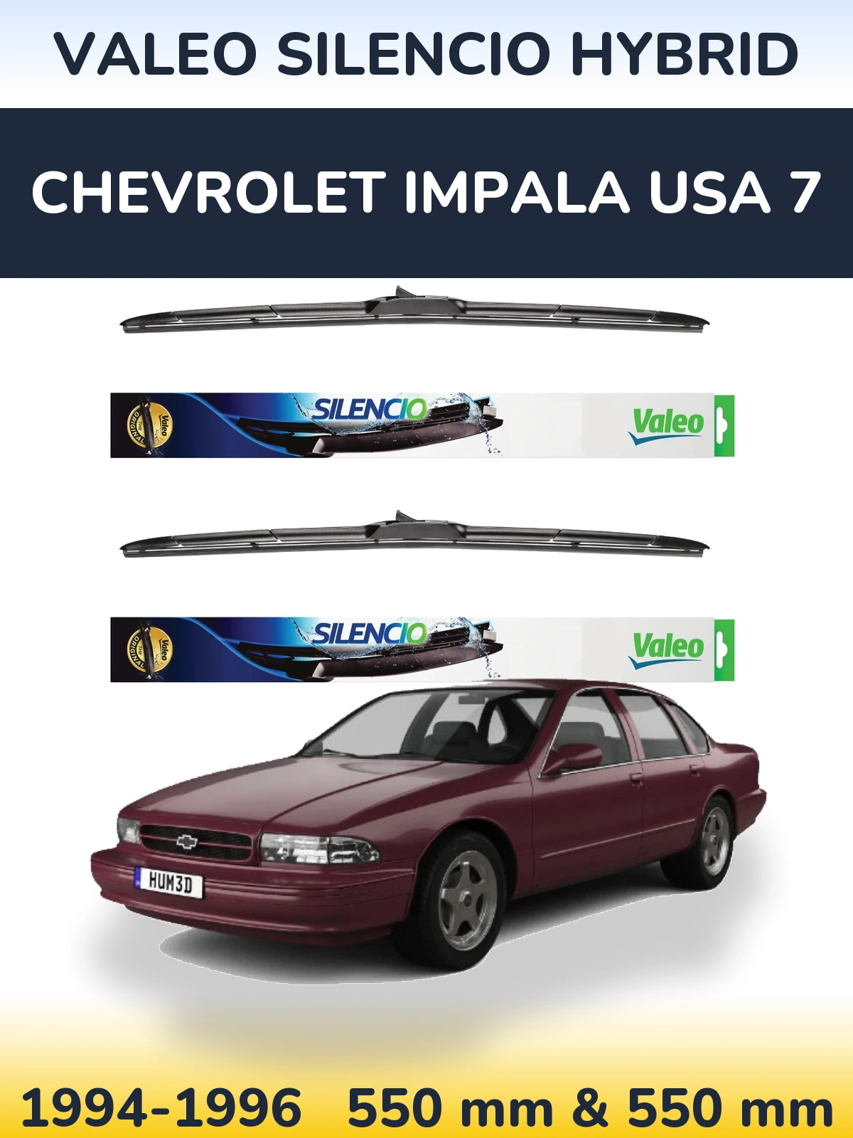 Torkarblad Valeo Silencio Hybrid för Chevrolet Impala USA 7