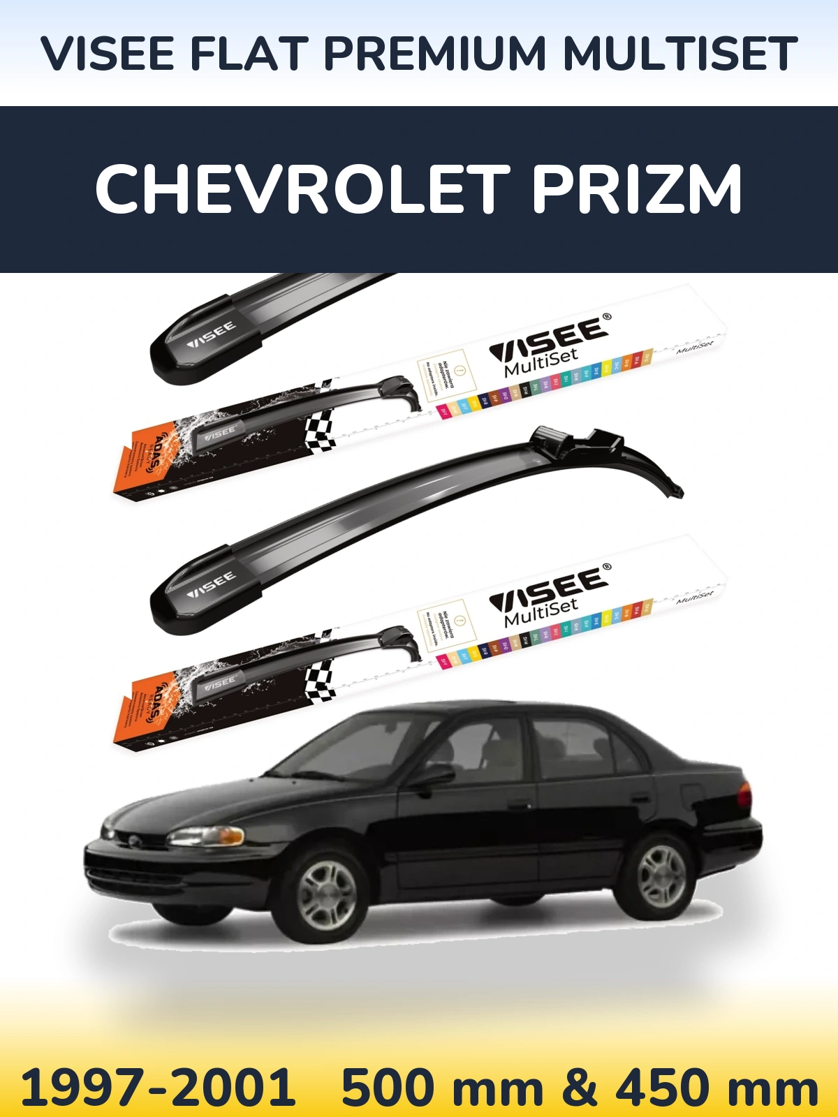 Torkarblad VISEE FLAT PREMIUM MultiSet för Chevrolet Prizm