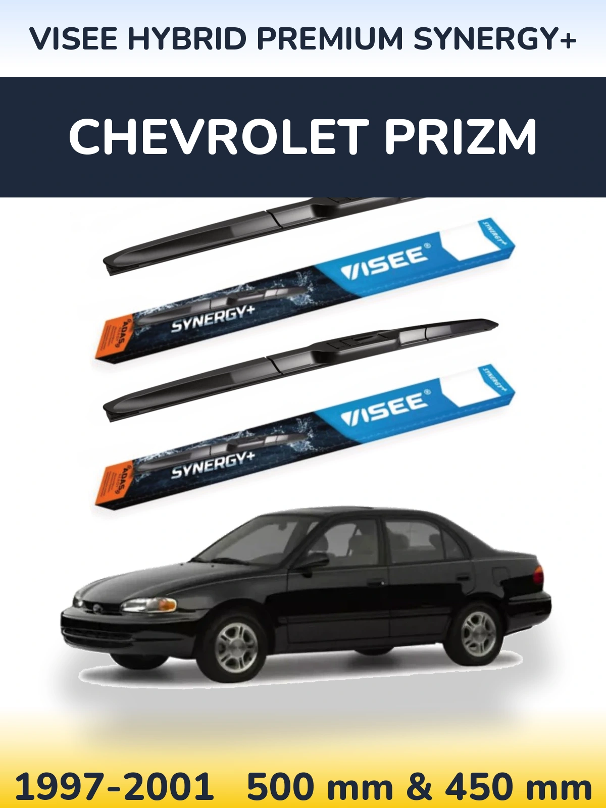 Комплект передних дворников VISEE HYBRID PREMIUM SYNERGY+ 500 & 450 мм для Chevrolet Prizm 1997-2001