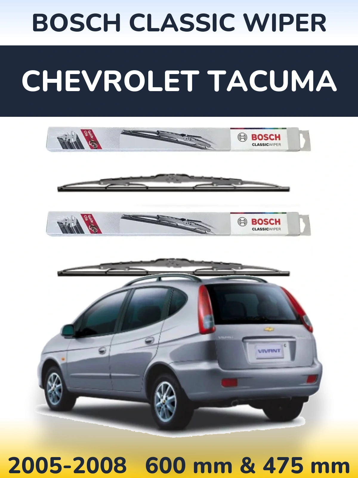Torkarblad BOSCH Classic Wiper för Chevrolet Tacuma