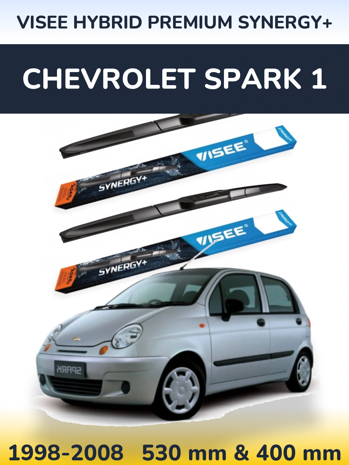Комплект передніх щіток VISEE HYBRID PREMIUM SYNERGY+ 530 & 400 мм для Chevrolet Spark 1 1998-2008