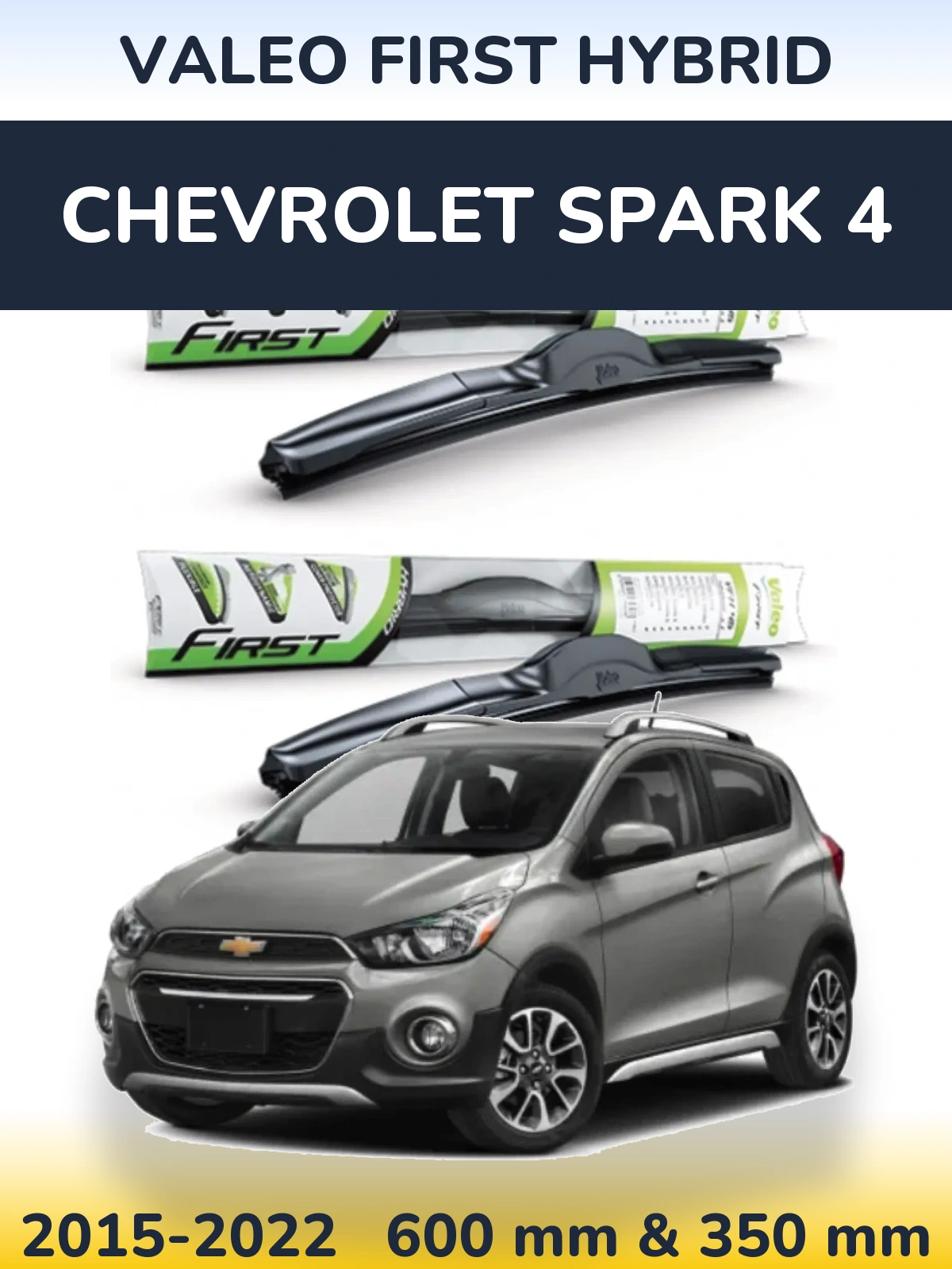 Front wiper blade set Valeo First Hybrid 600 & 350 mm for Chevrolet Spark 4 2015-2022