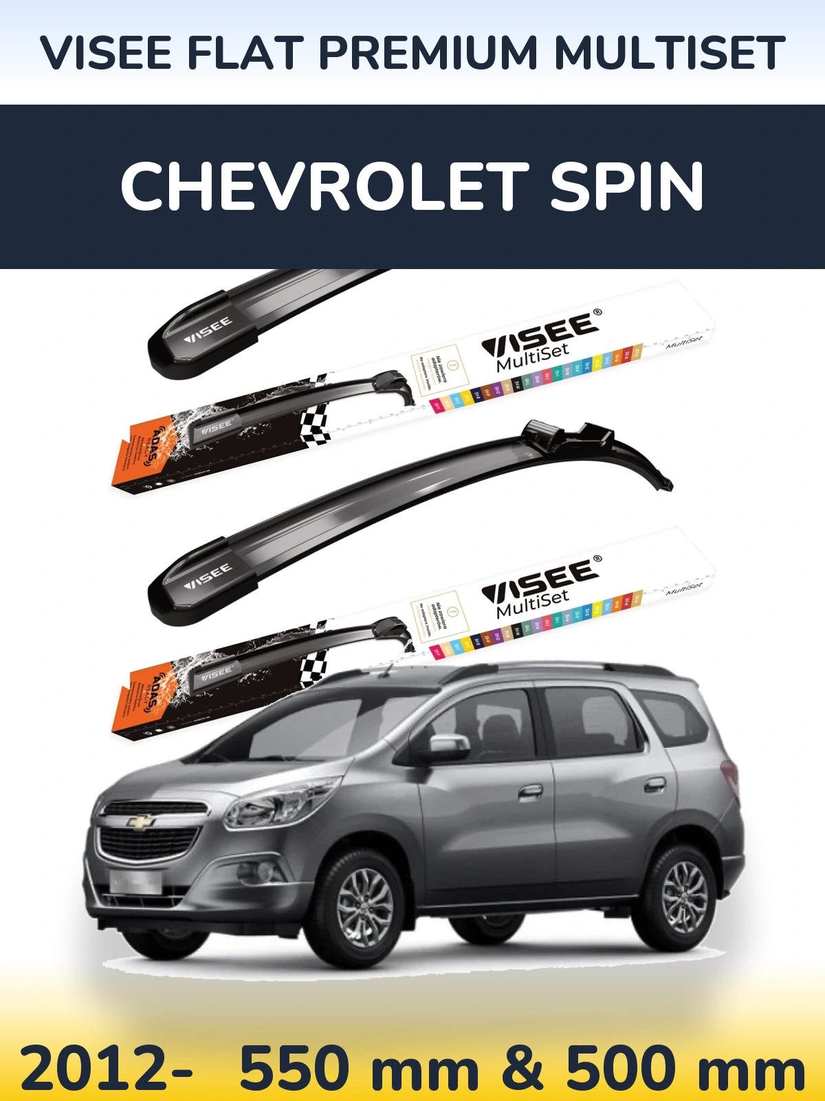 Torkarblad VISEE FLAT PREMIUM MultiSet för Chevrolet Spin