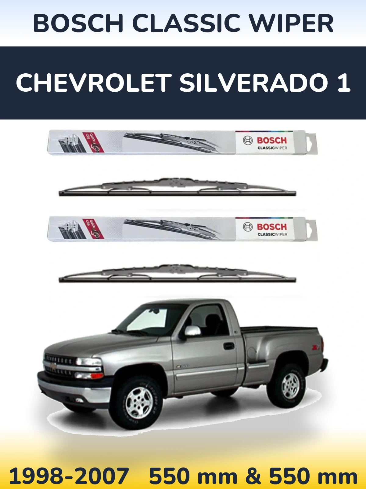 Комплект передних дворников BOSCH Classic Wiper 550 & 550 мм для Chevrolet Silverado 1 1998-2007
