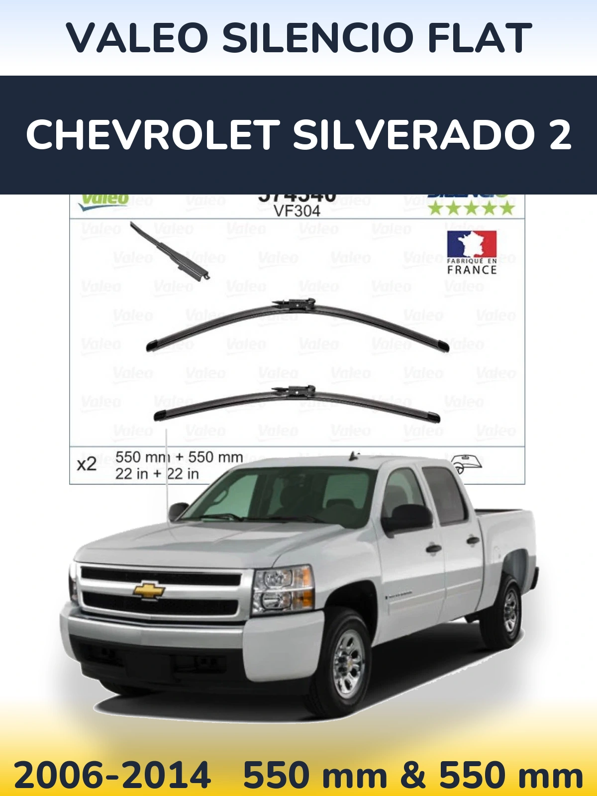 Torkarblad Valeo Silencio Flat för Chevrolet Silverado 2