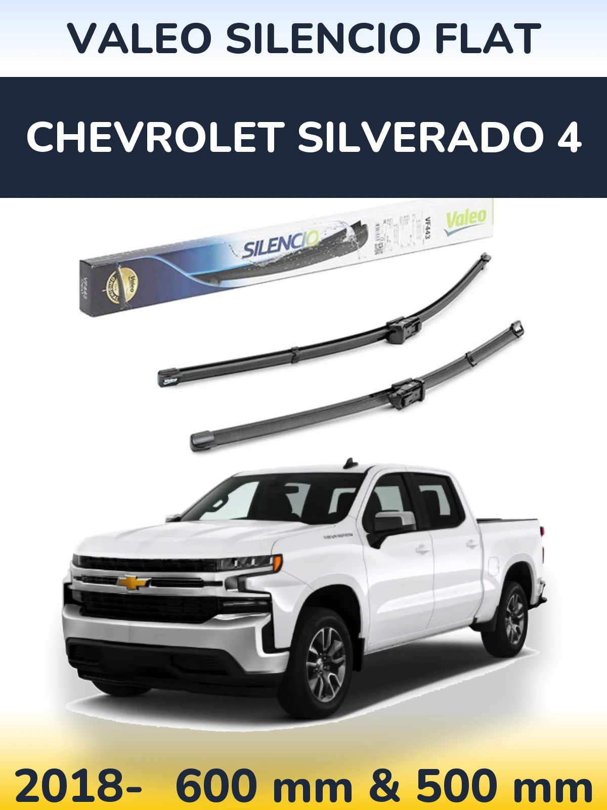 Torkarblad Valeo Silencio Flat för Chevrolet Silverado 4