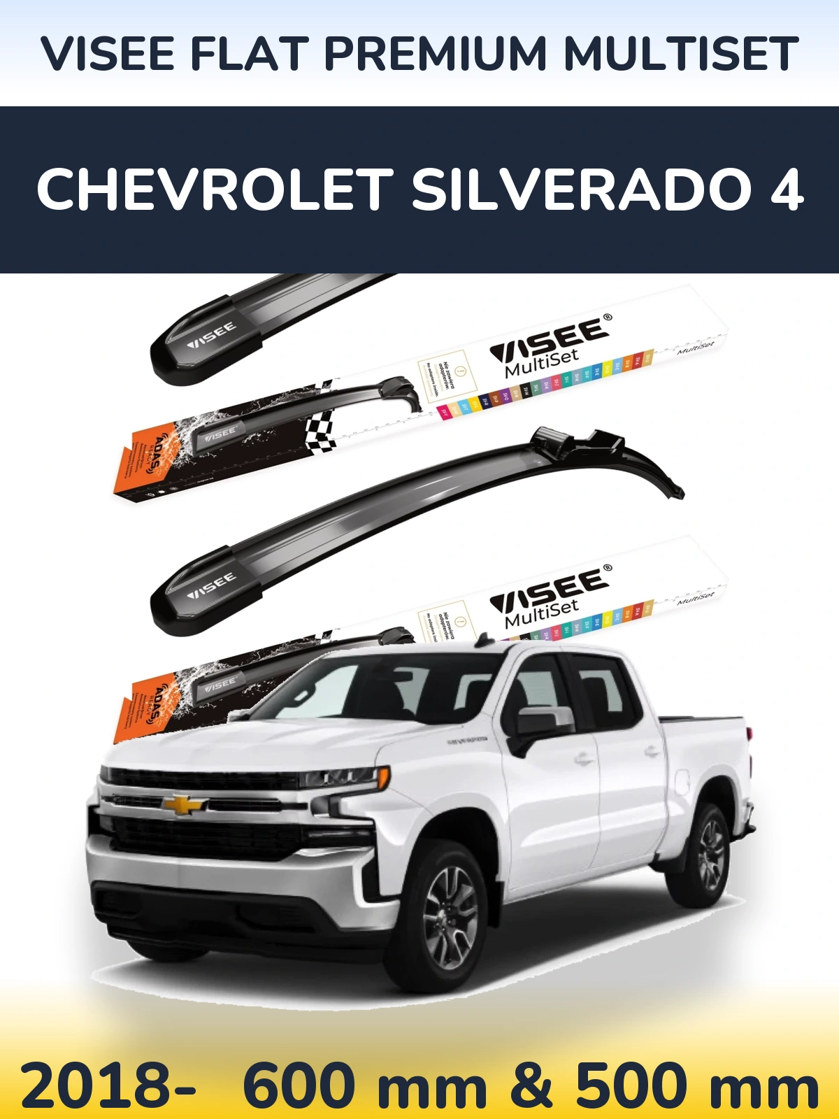Torkarblad VISEE FLAT PREMIUM MultiSet för Chevrolet Silverado 4