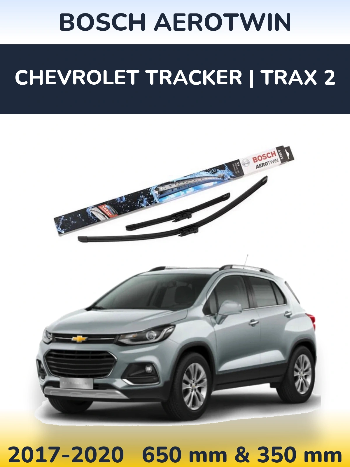 Комплект передніх щіток BOSCH AeroTwin 650 & 340 мм для Chevrolet Tracker | Trax 2 2017-2020