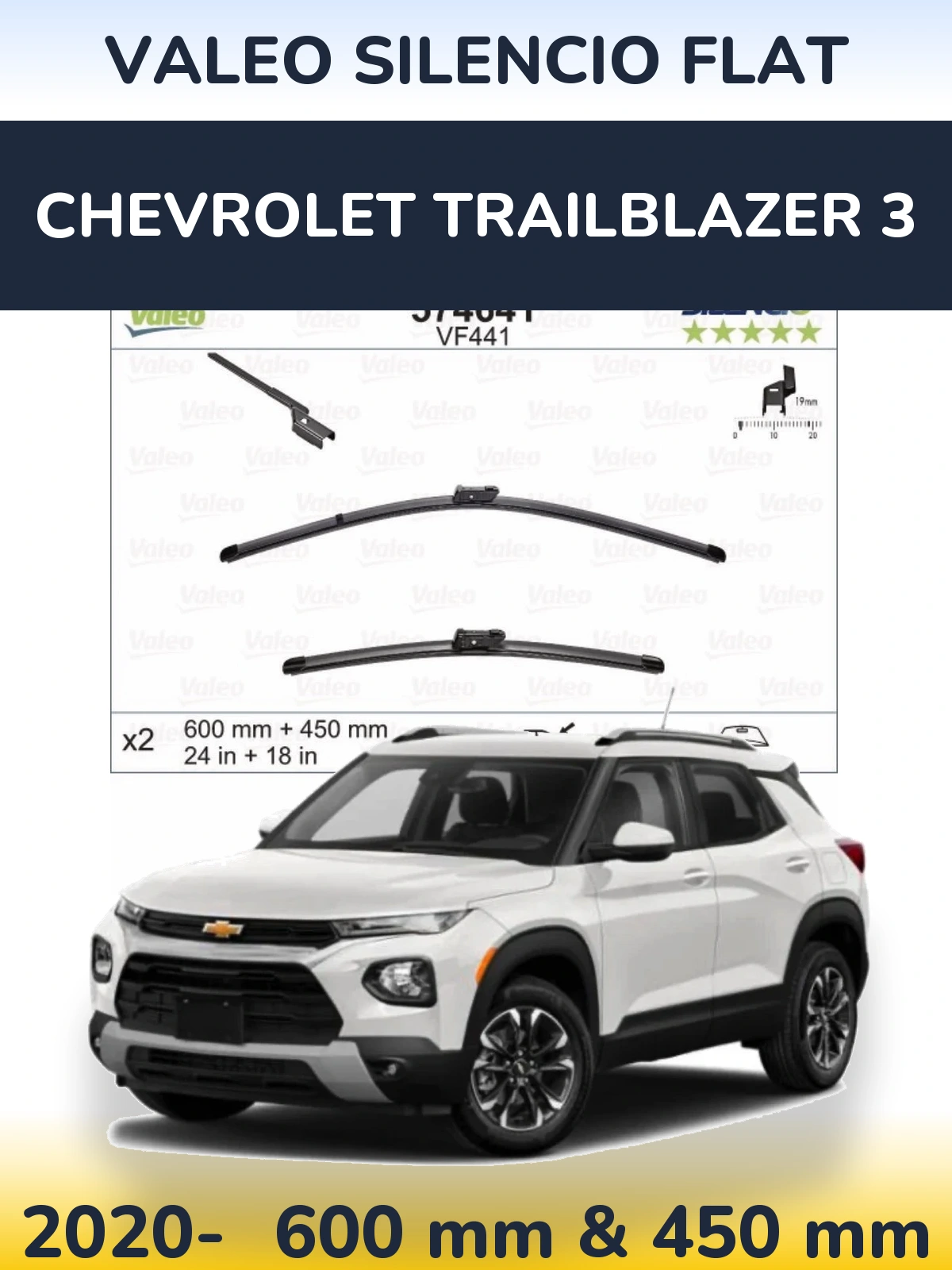 Torkarblad Valeo Silencio Flat för Chevrolet TrailBlazer 3