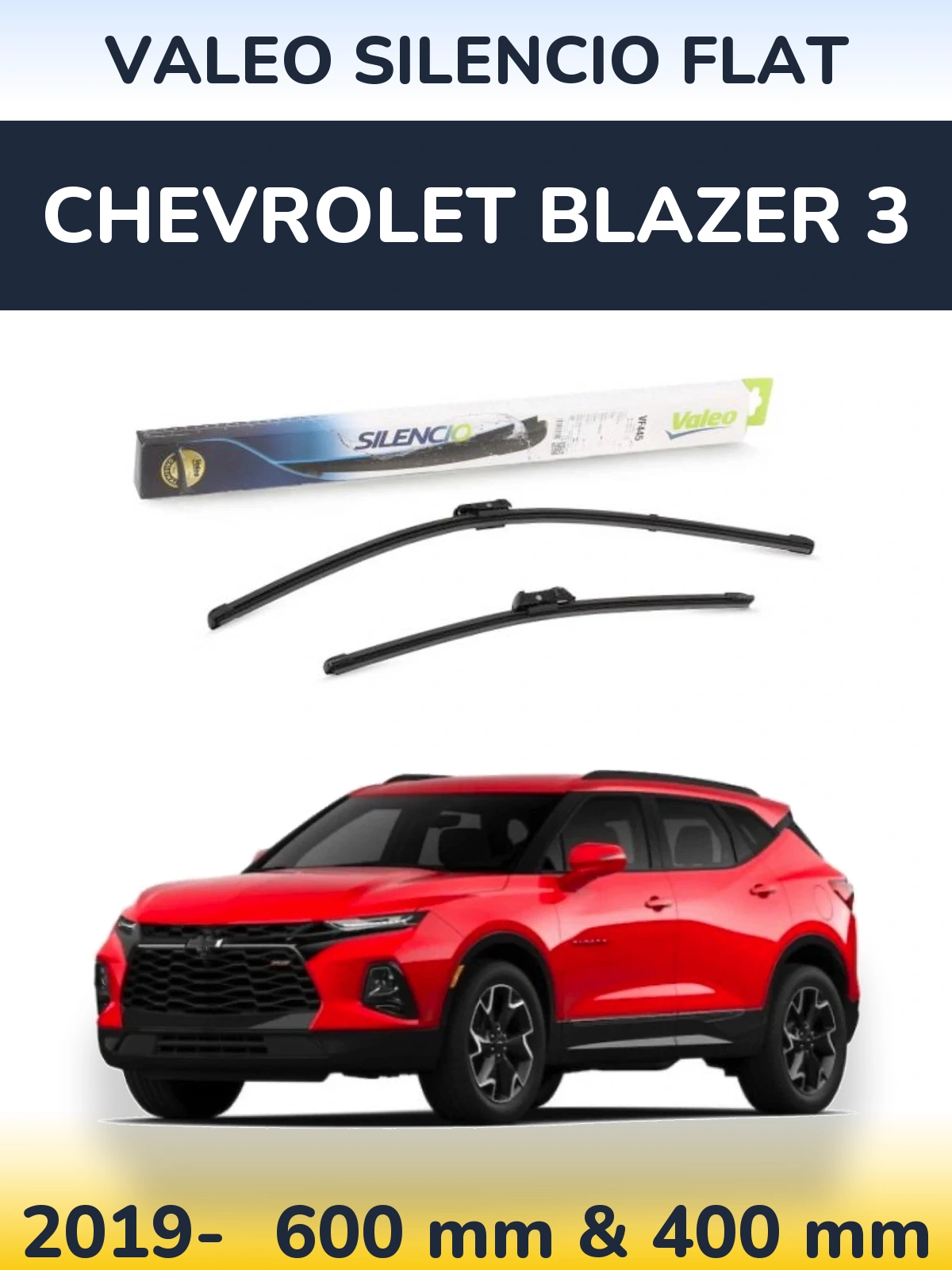 Комплект передніх щіток Valeo Silencio Flat 600 & 400 мм для Chevrolet Blazer 3 2019-2026