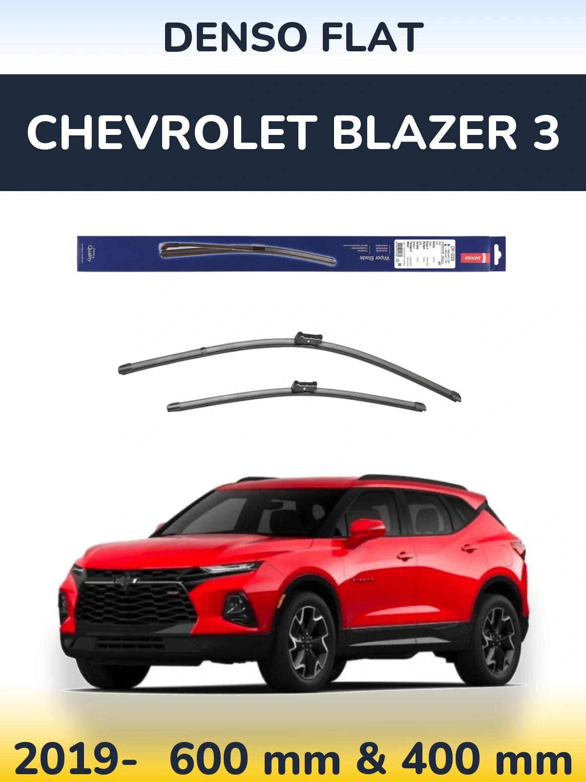 Front wiper blade set Denso Flat 600 & 400 mm for Chevrolet Blazer 3 2019-2026
