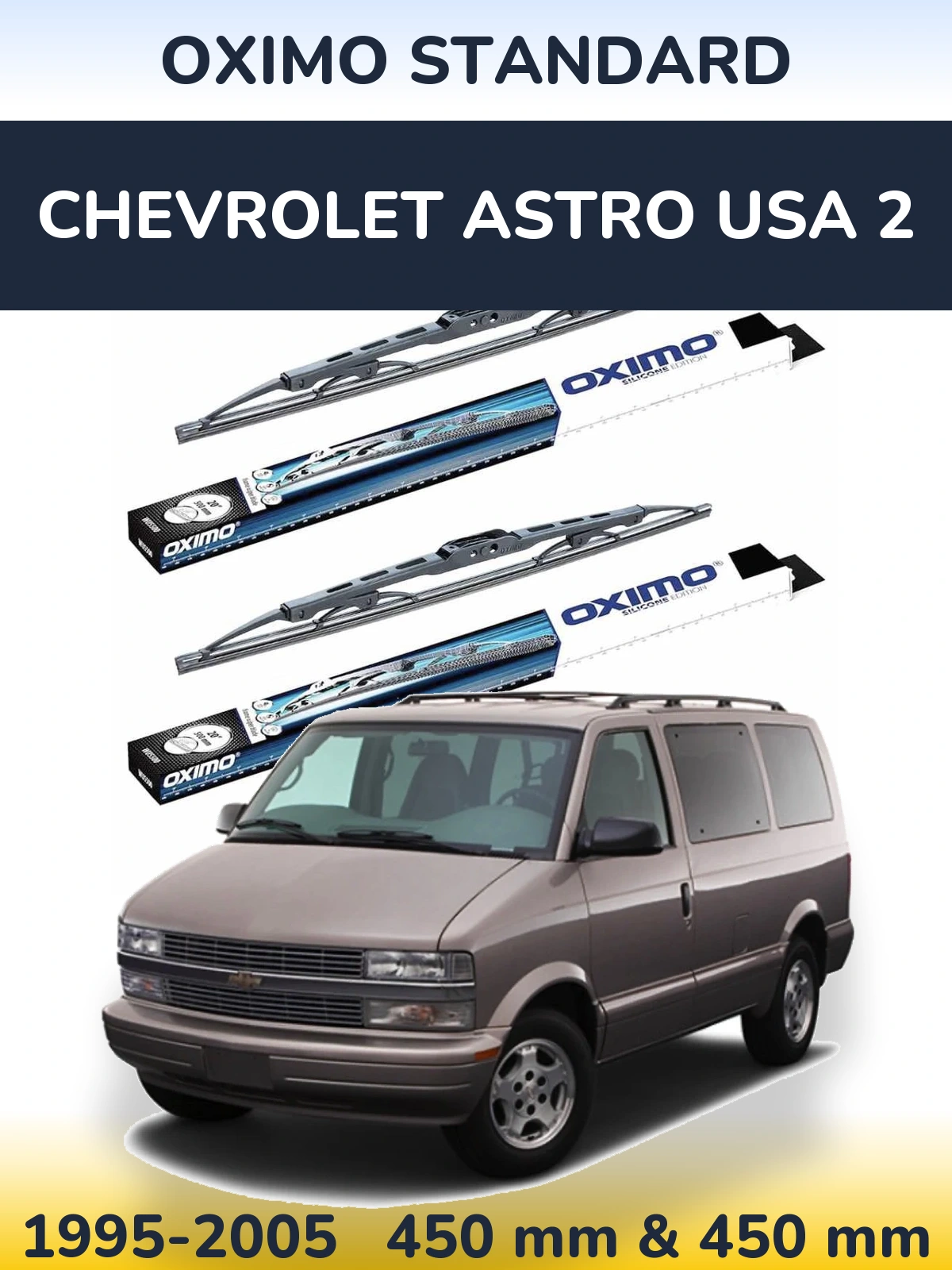 Комплект передних дворников Oximo Standard 450 & 450 мм для Chevrolet Astro USA 2 1995-2005