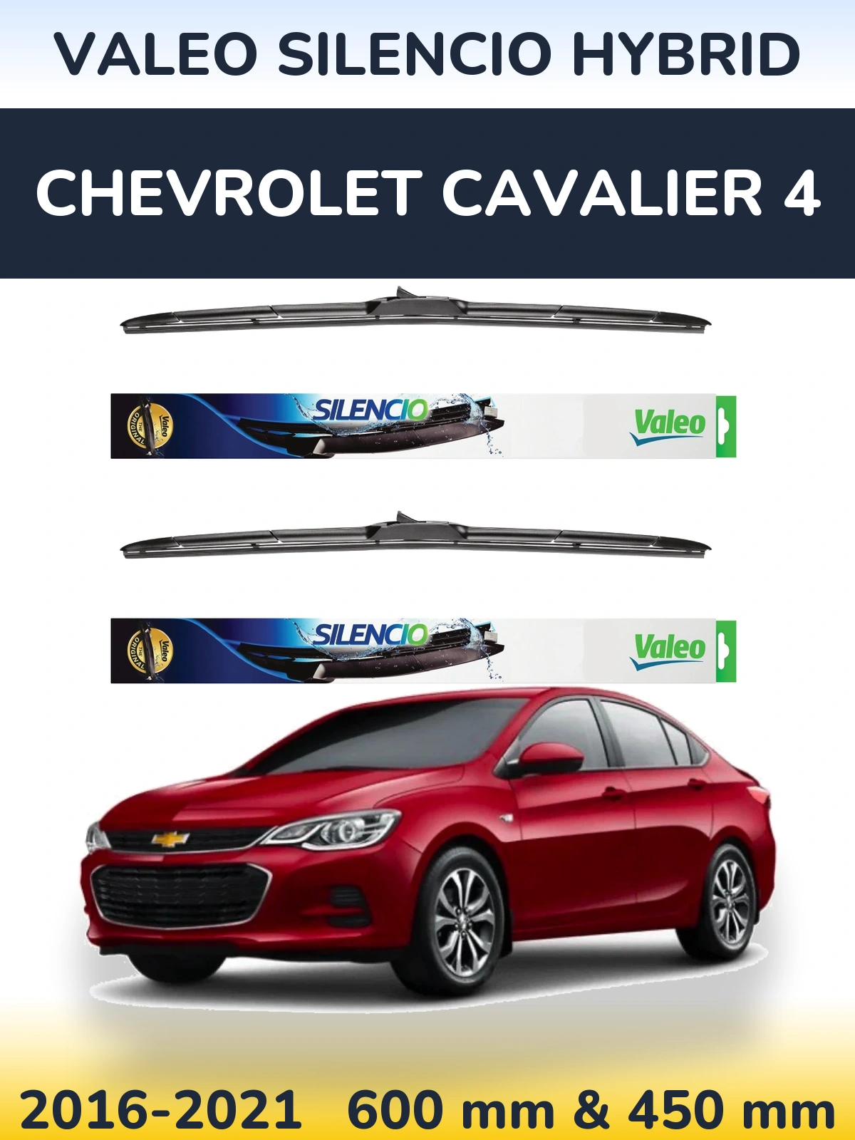 Комплект передних дворников Valeo Silencio Hybrid 600 & 450 мм для Chevrolet Cavalier 4 2016-2021