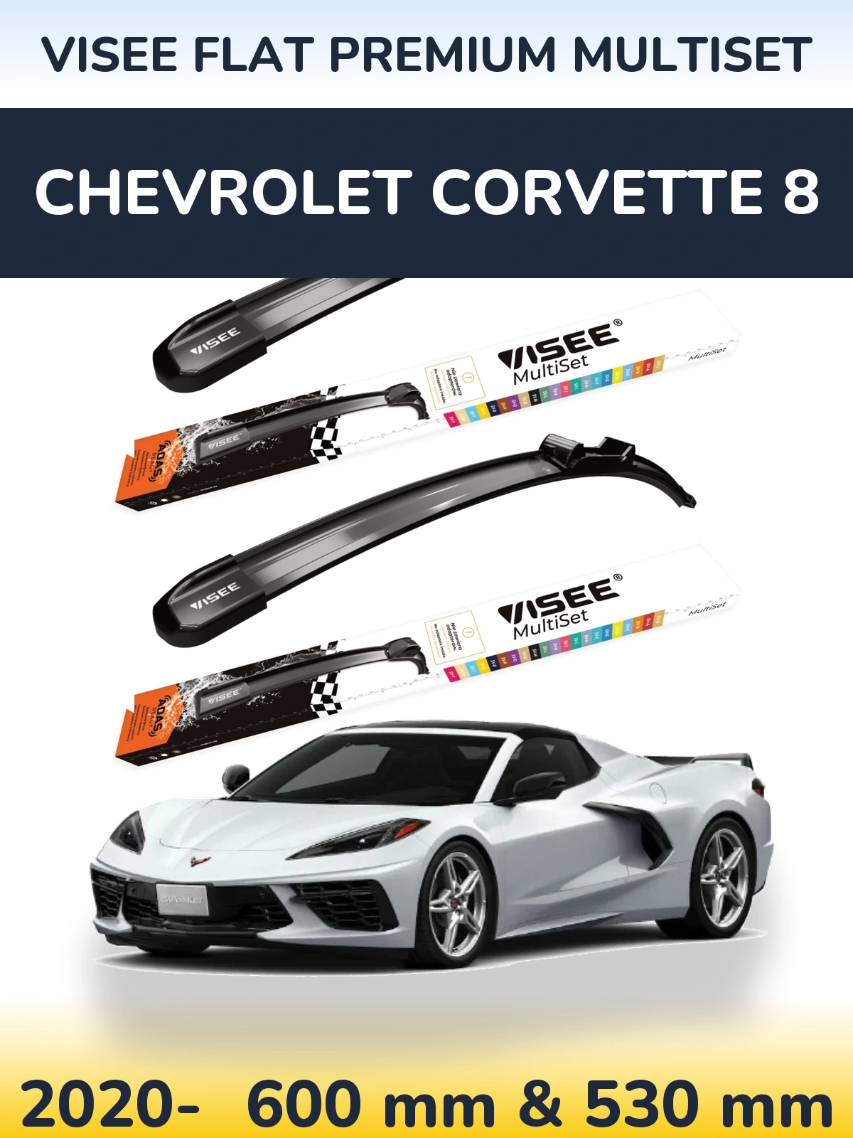 Torkarblad VISEE FLAT PREMIUM MultiSet för Chevrolet Corvette 8