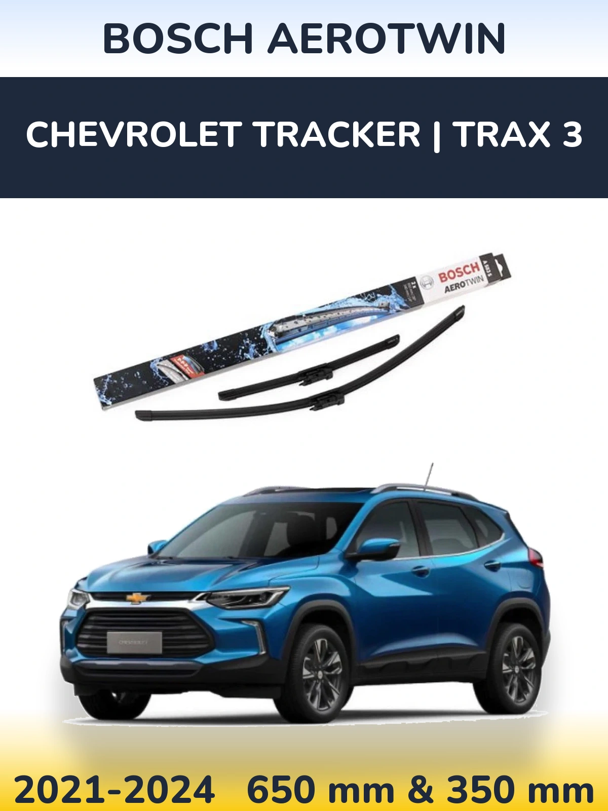 Front wiper blade set BOSCH AeroTwin 650 & 340 mm for Chevrolet Tracker | Trax 3 2021-2024