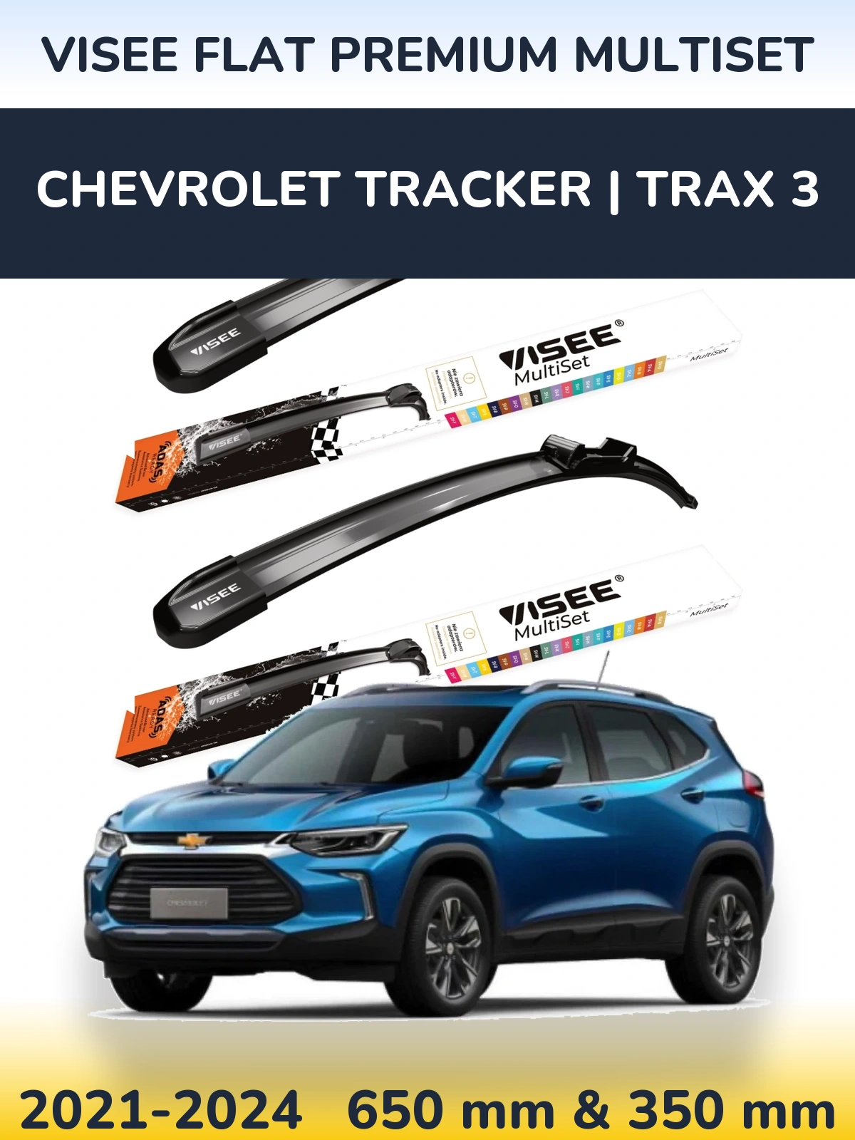 Torkarblad VISEE FLAT PREMIUM MultiSet för Chevrolet Tracker | Trax 3
