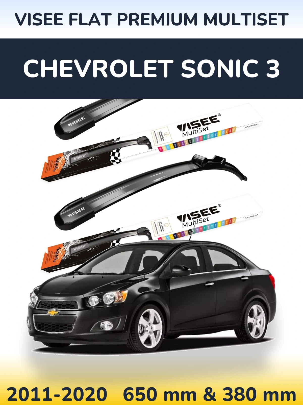 Torkarblad VISEE FLAT PREMIUM MultiSet för Chevrolet Sonic 3