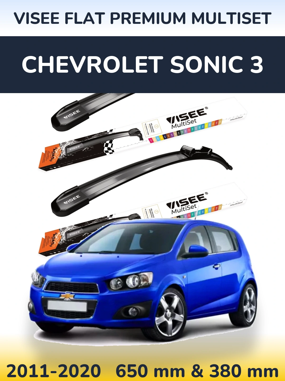 Torkarblad VISEE FLAT PREMIUM MultiSet för Chevrolet Sonic 3