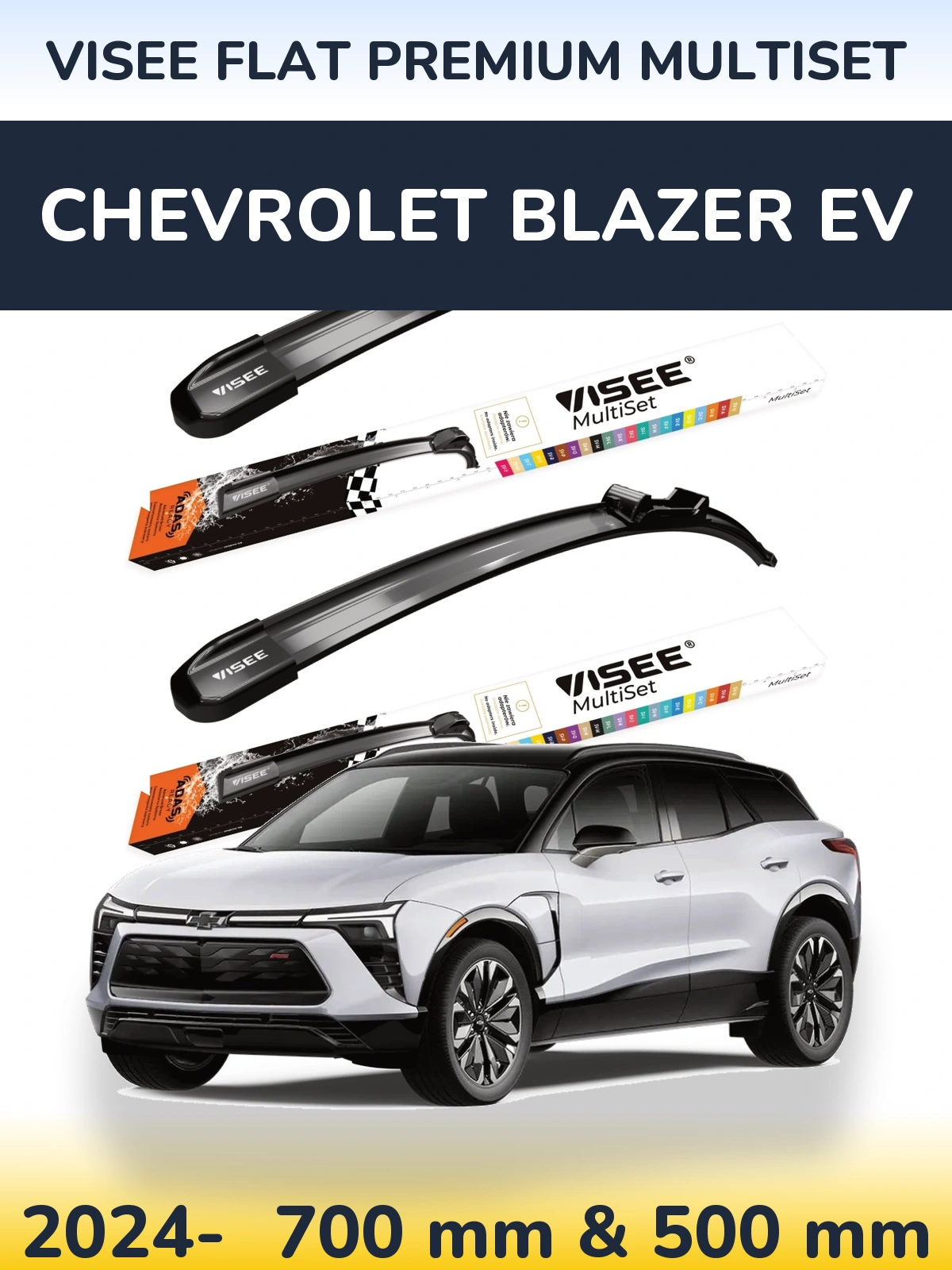 Front wiper blade set VISEE FLAT PREMIUM MultiSet 700 & 500 mm for Chevrolet Blazer EV 2024-2026