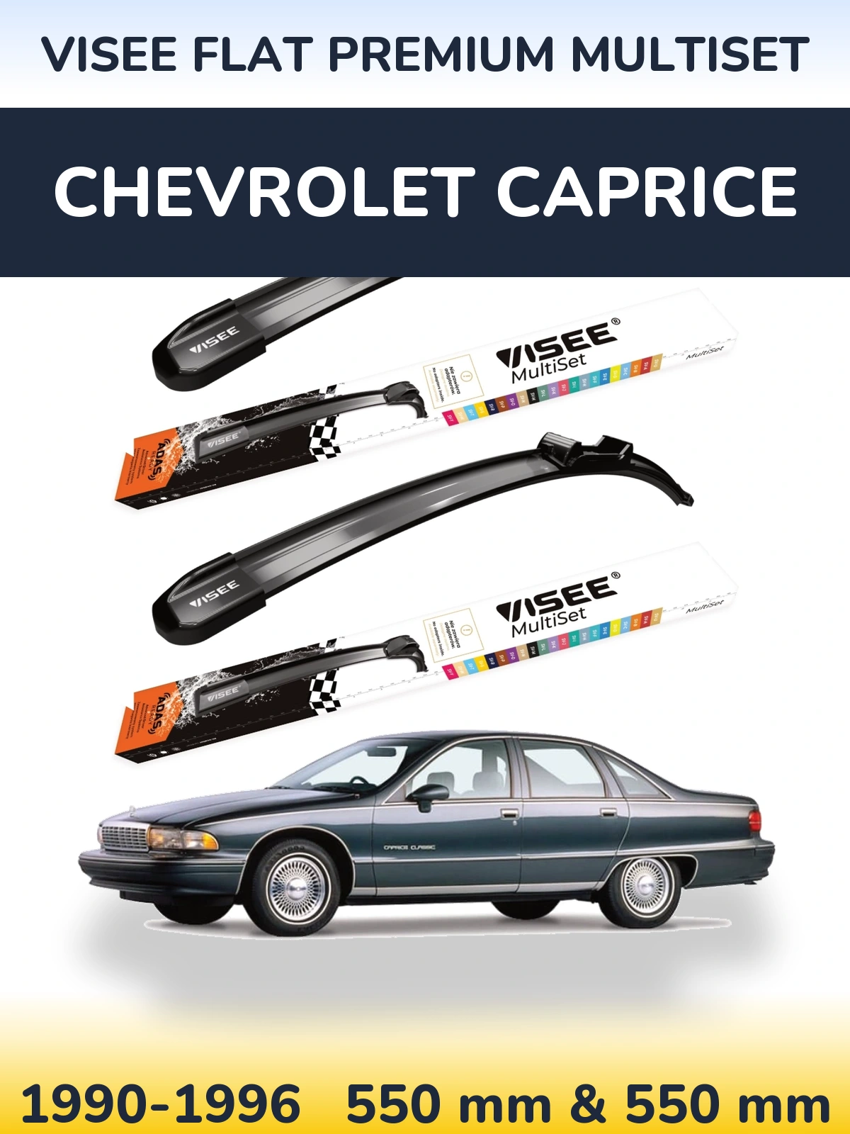 Torkarblad VISEE FLAT PREMIUM MultiSet för Chevrolet Caprice