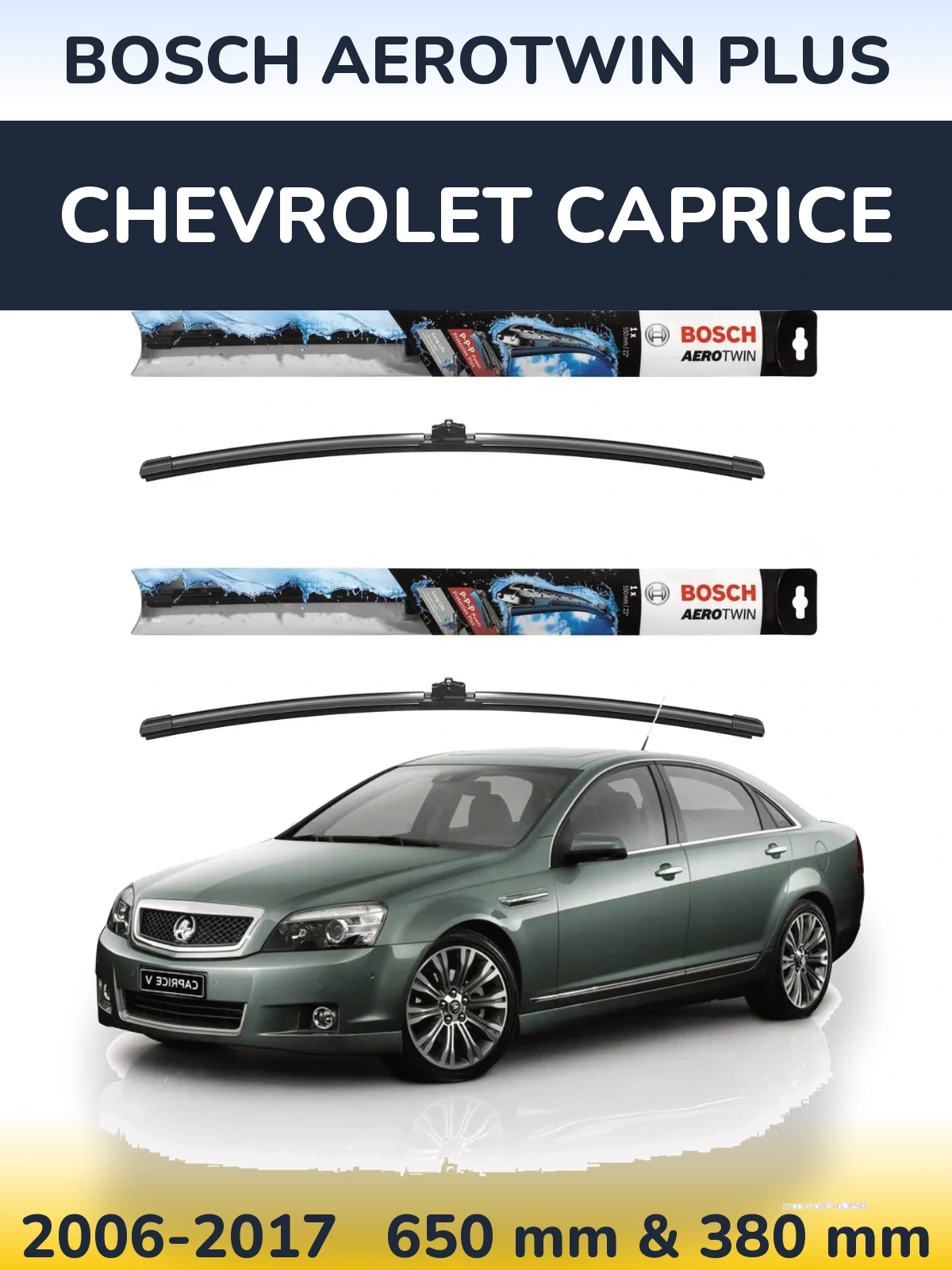 Комплект передніх щіток BOSCH AeroTwin Plus 650 & 380 мм для Chevrolet Caprice 2006-2017
