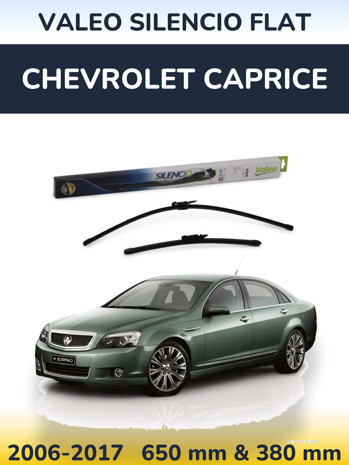 Комплект передніх щіток Valeo Silencio Flat 650 & 380 мм для Chevrolet Caprice 2006-2017