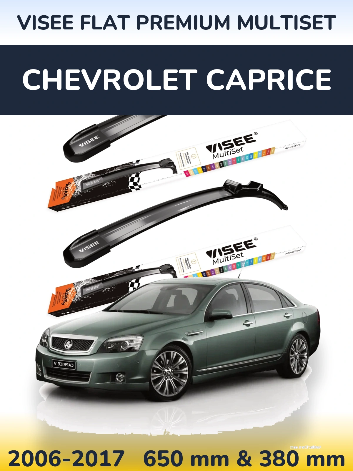 Torkarblad VISEE FLAT PREMIUM MultiSet för Chevrolet Caprice