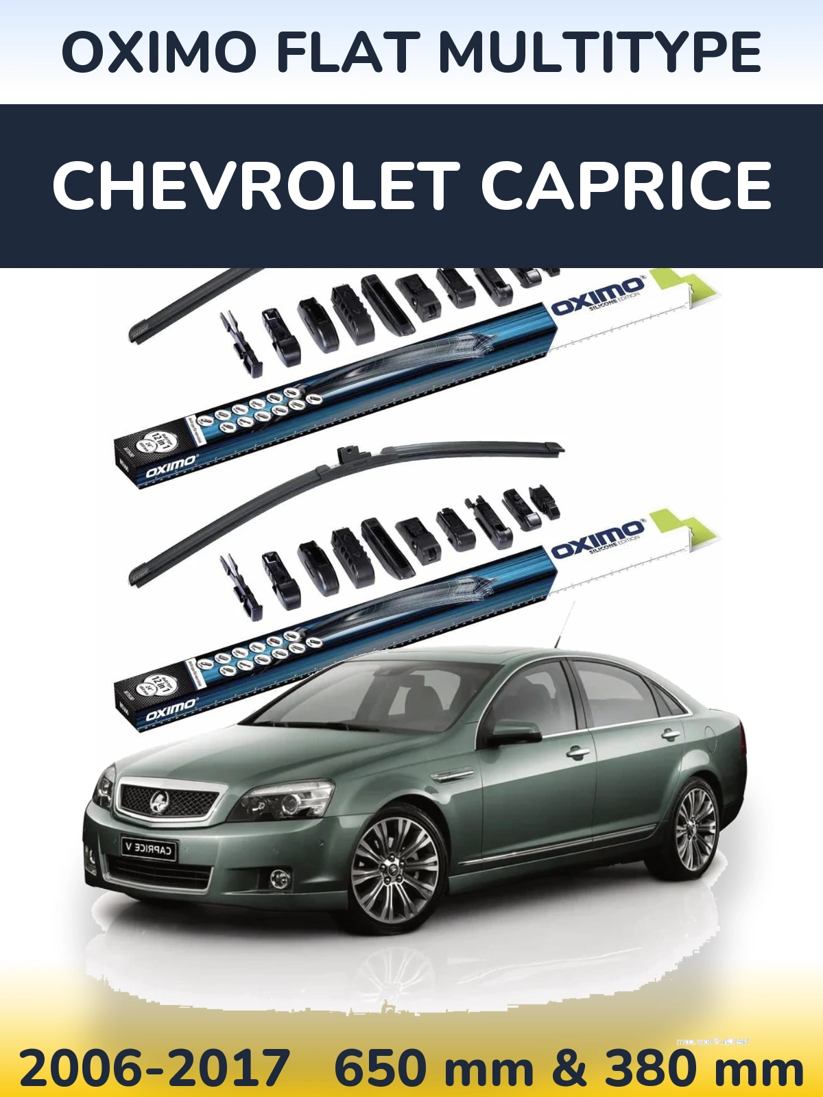 Комплект передніх щіток Oximo Flat MultiТипe 650 & 380 мм для Chevrolet Caprice 2006-2017