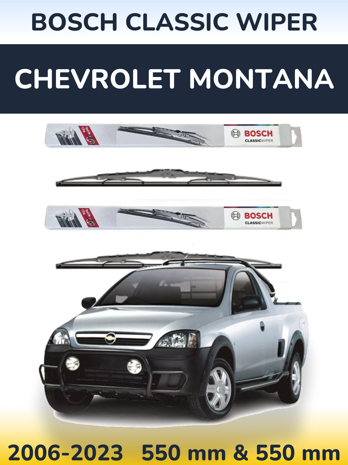 Комплект передніх щіток BOSCH Classic Wiper 550 & 550 мм для Chevrolet Montana 2006-2023
