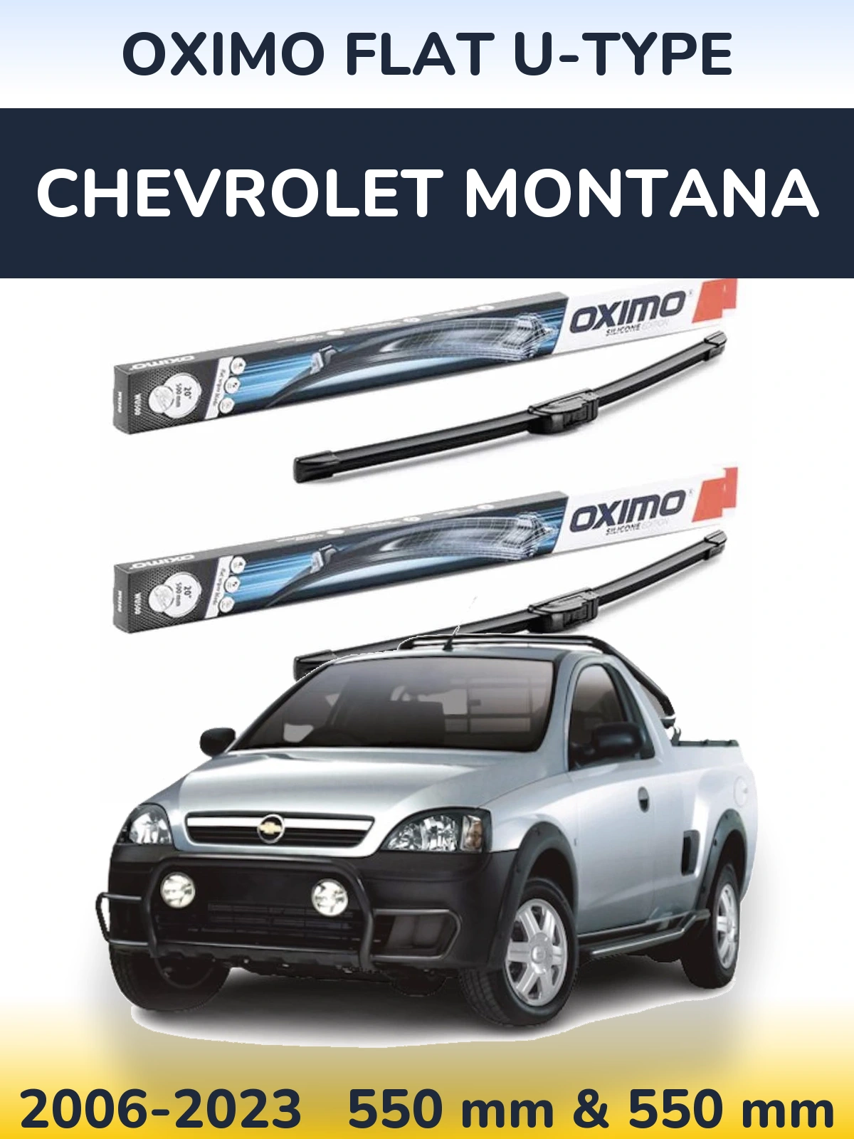 Комплект передніх щіток Oximo Flat U-type 550 & 550 мм для Chevrolet Montana 2006-2023