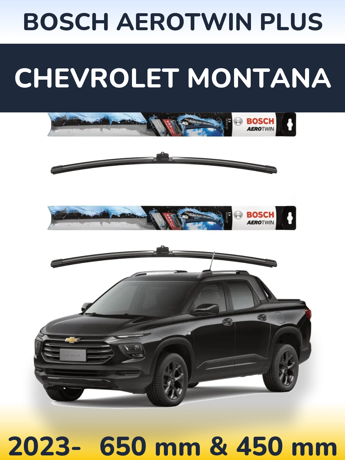 Комплект передніх щіток BOSCH AeroTwin Plus 650 & 450 мм для Chevrolet Montana 2023-2026